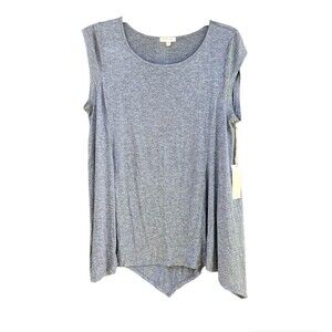 Paper Tee Size 1X Gray Sleeveless Loose Lightweight Knit Top Asymmetrical Hem